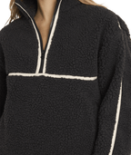 Billabong Getting Warm Shrpa Half Zip in BLACK SANDS