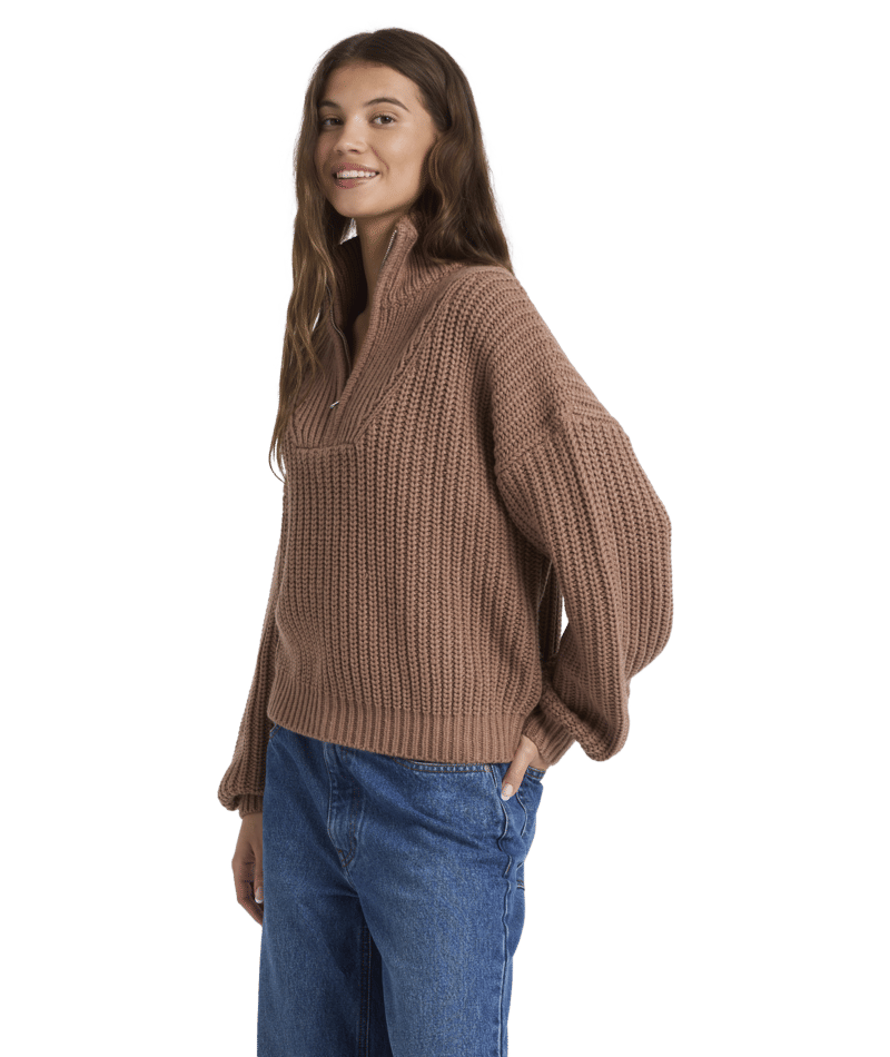 Roxy So Cozy Half Zip in MOCHA