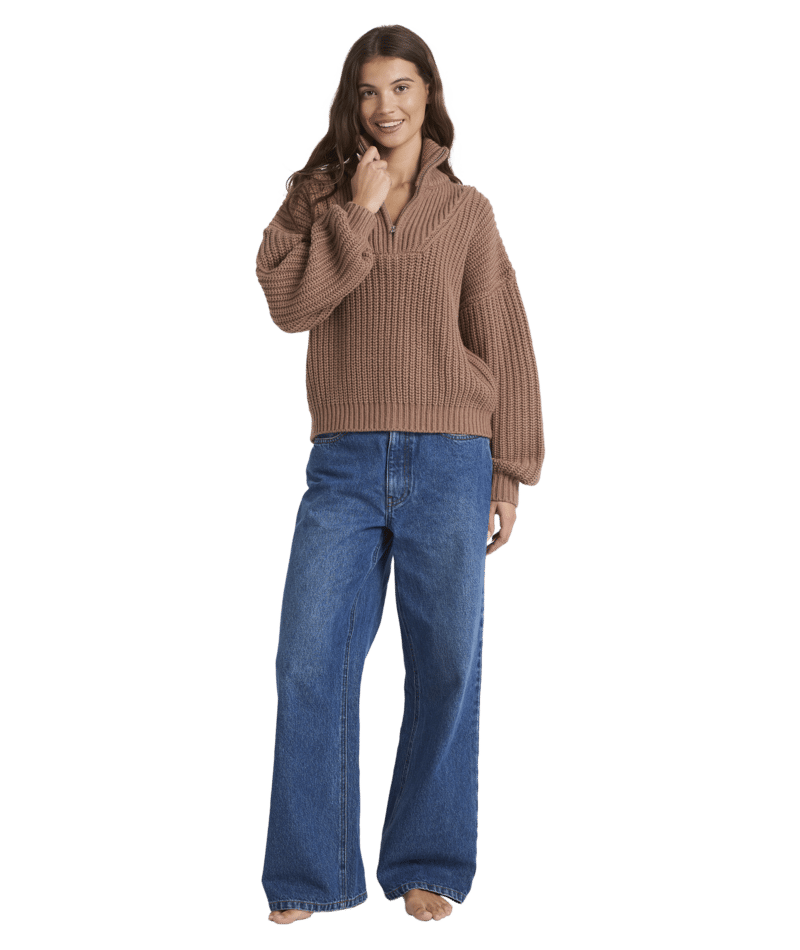Roxy So Cozy Half Zip in MOCHA