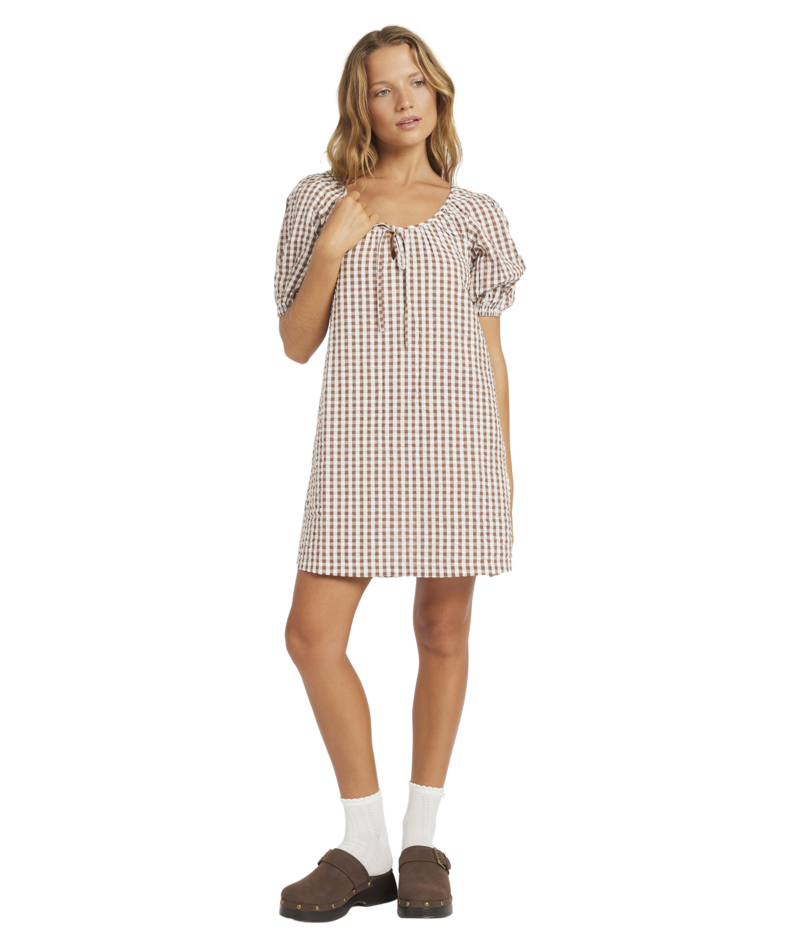 Roxy Delilah Check Dress in COCONUT