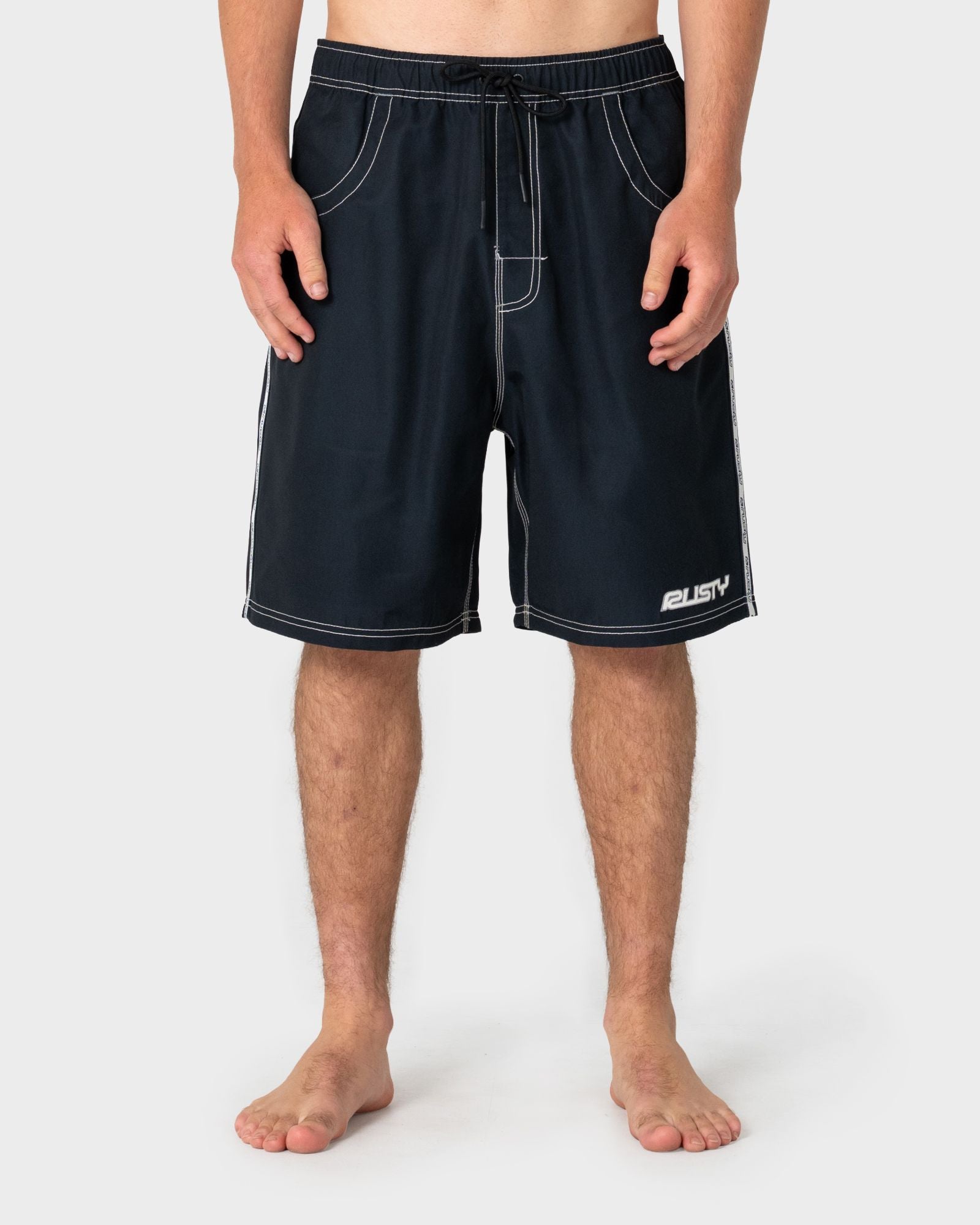 Rusty Flip Daddy 22" Elastic Waist Boardshort in BLACK 4