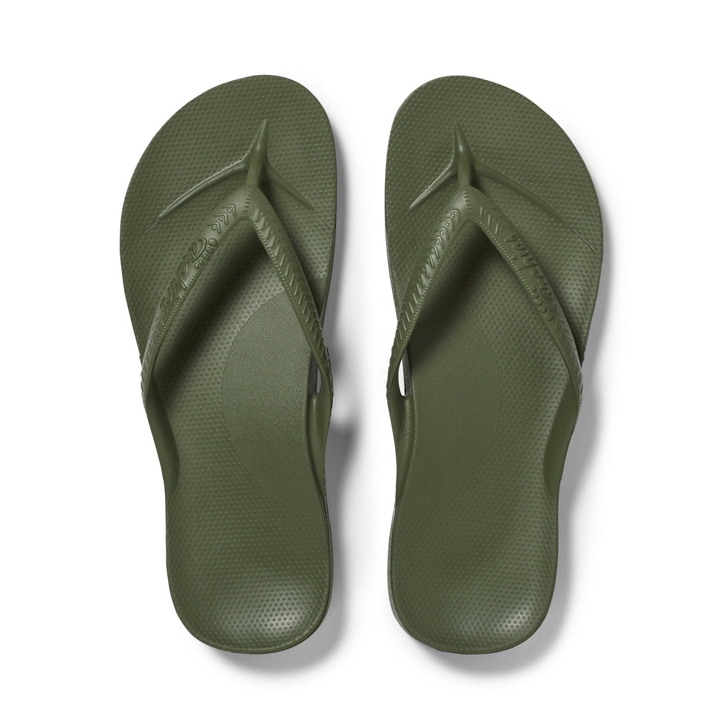 Archies Footwear Arch Support Thongs - Classic - Olive in Single
