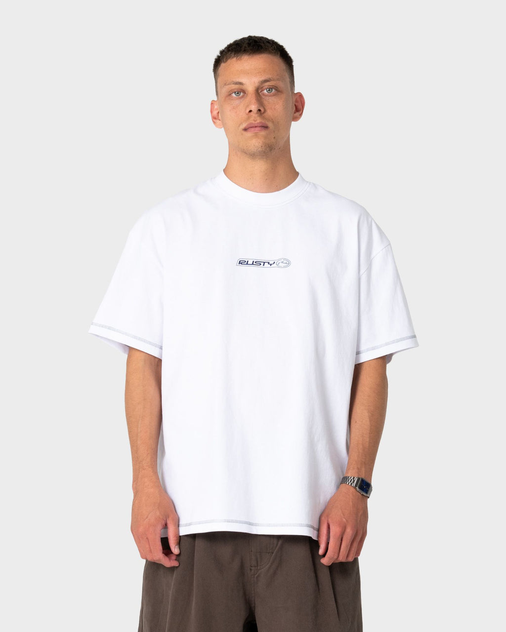 Rusty BUS DOWN SHORT SLEEVE TEE in WHITE