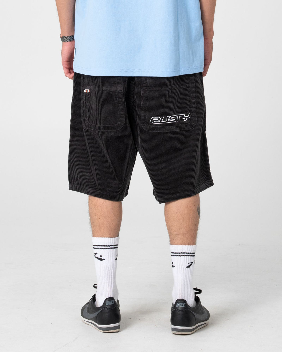 Rusty Flip Daddy 22" Baggy Cord Short in COAL