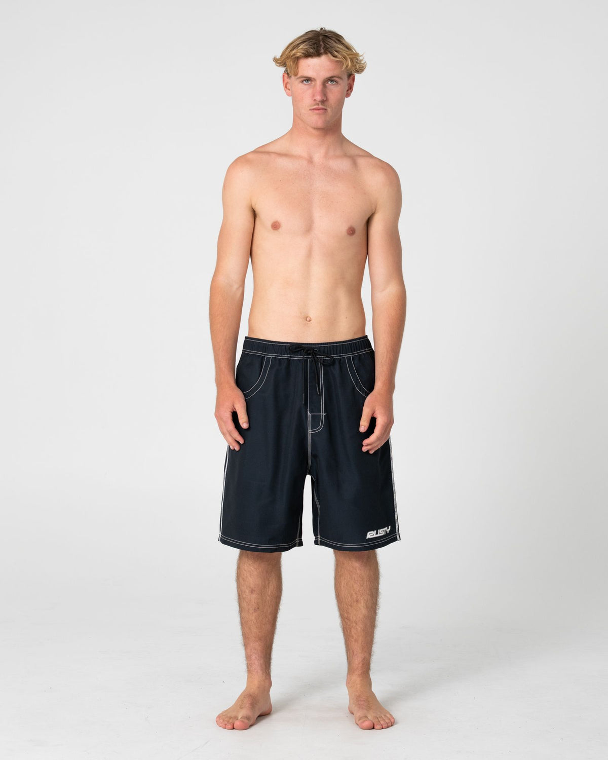 Rusty Flip Daddy 22" Elastic Waist Boardshort in BLACK 4