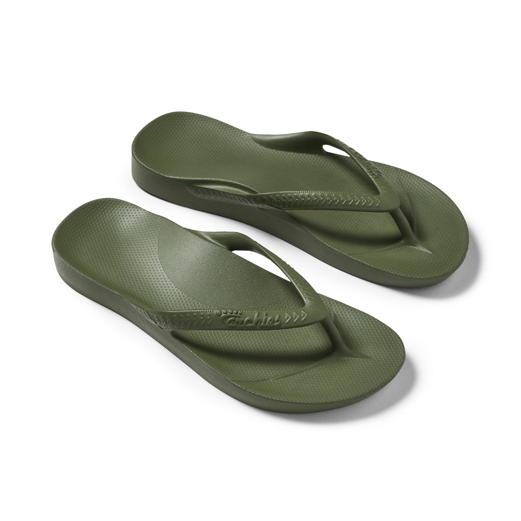 Archies Footwear Arch Support Thongs - Classic - Olive in Single