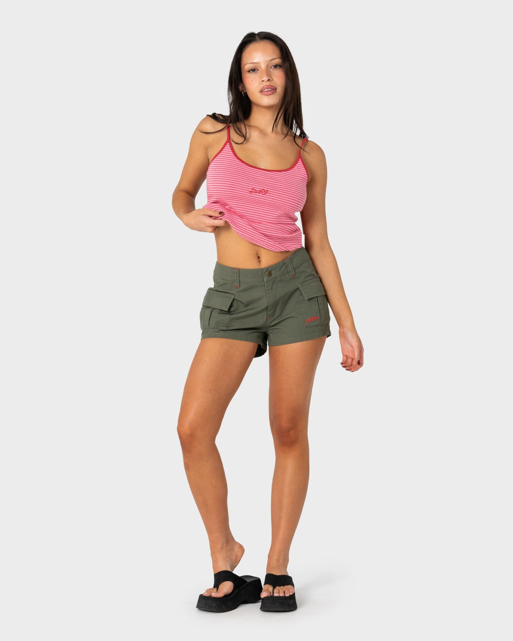Rusty CANDY CAMI SINGLET in PINK / RED STRIPE