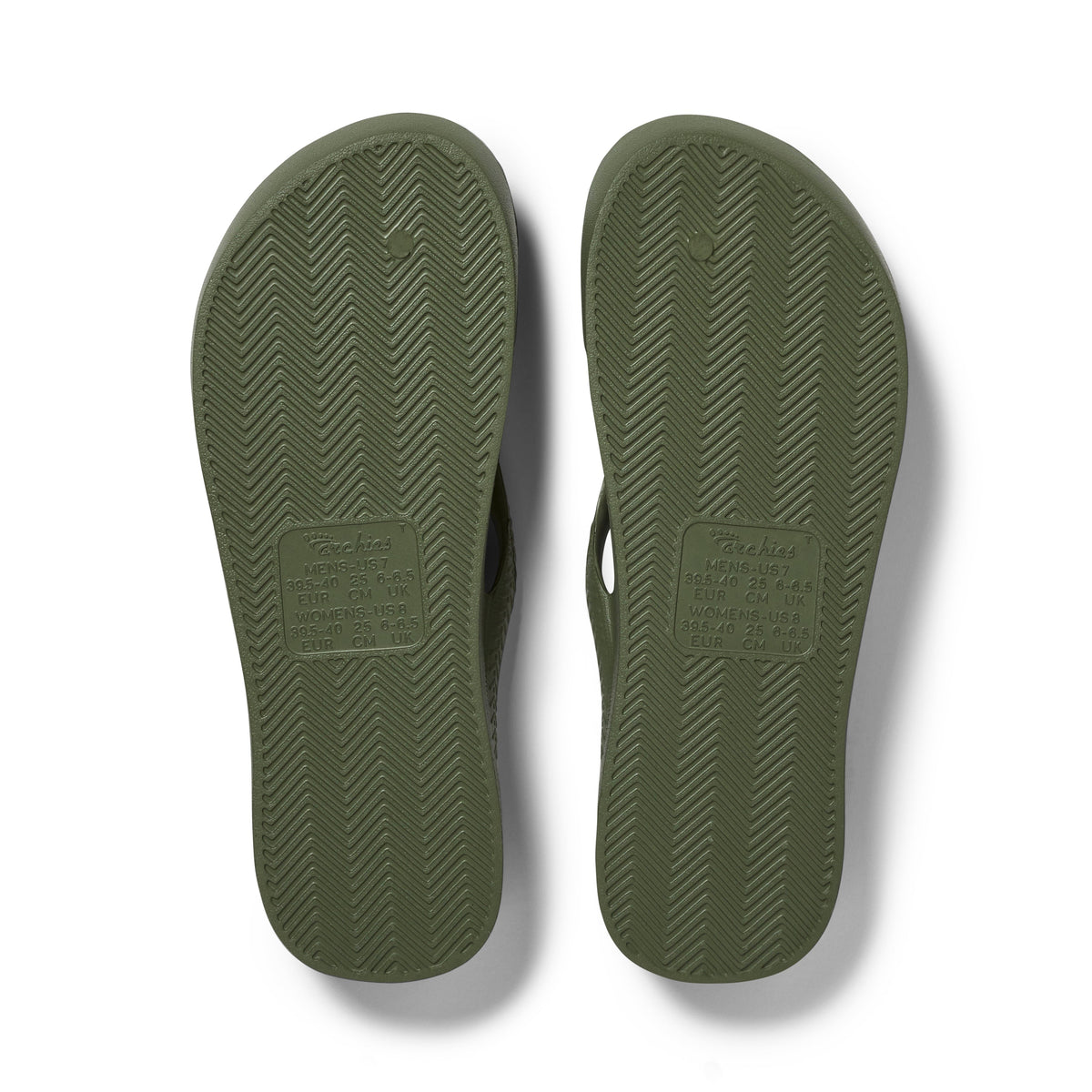 Archies Footwear Arch Support Thongs - Classic - Olive in Single