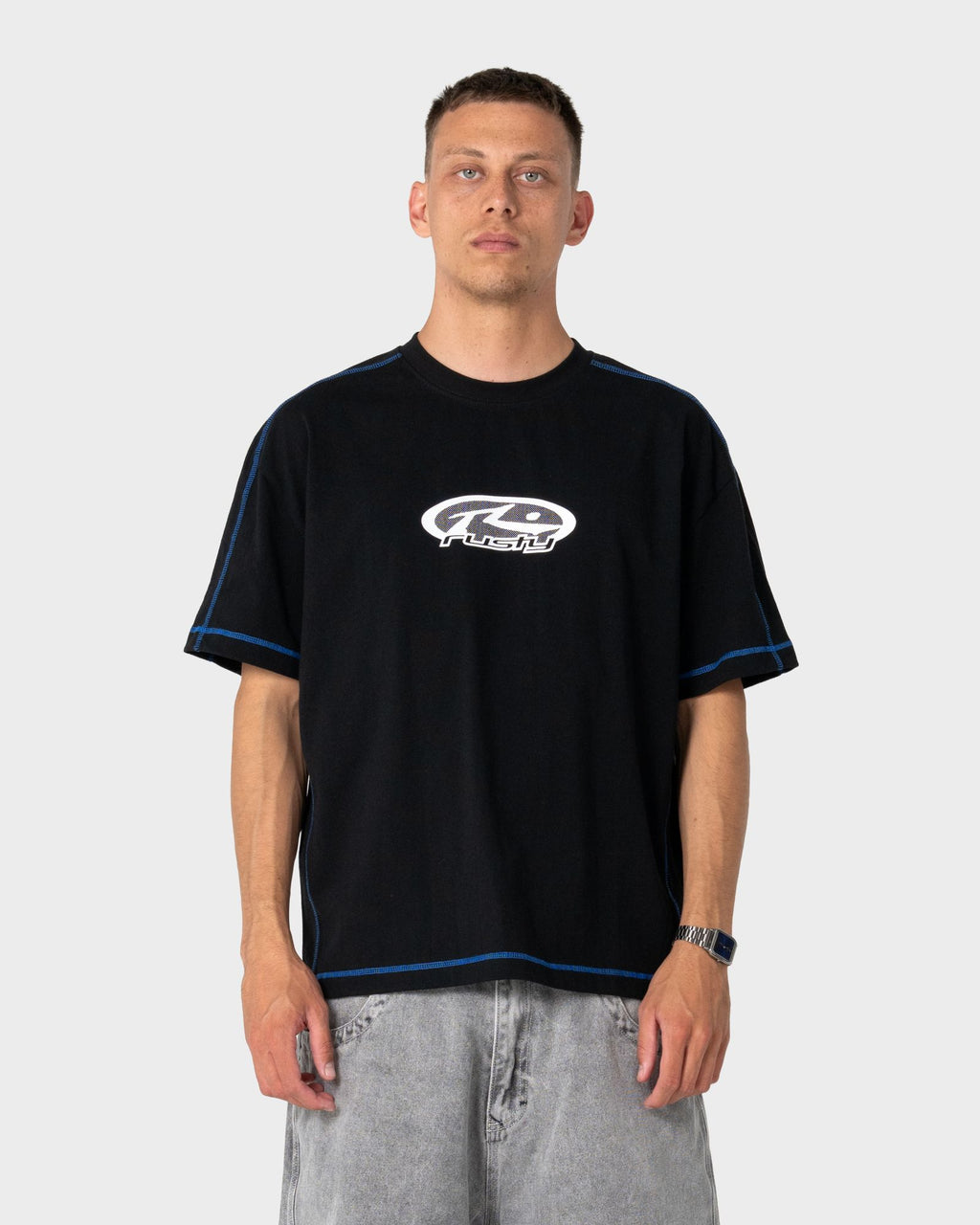 Rusty Gridlock Graphic Tee in BLACK
