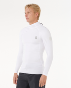 Rip Curl Search UPF50 Performance Hood Long Sleeve Rash Vest in White