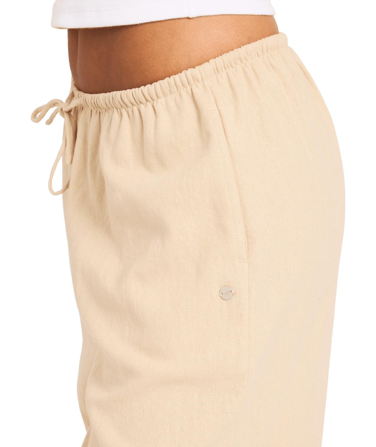 Roxy Womens Lolani Elastic Waist Pants in Parchment