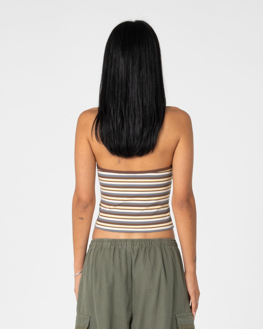 Rusty Halley Halter Top in RETRO AMBER STRIPE