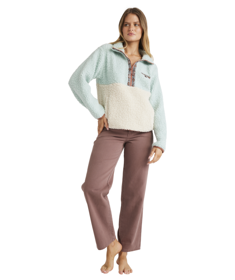 Billabong Horizon Mock Neck Colorblock in BLUE HAZE