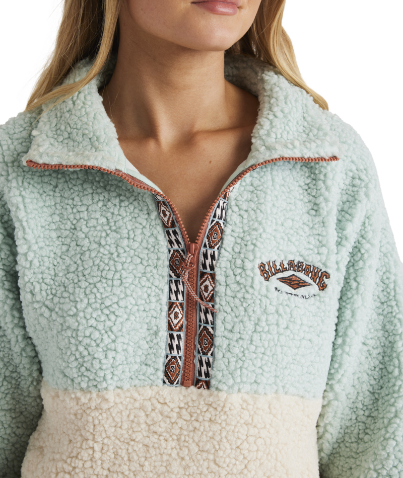 Billabong Horizon Mock Neck Colorblock in BLUE HAZE