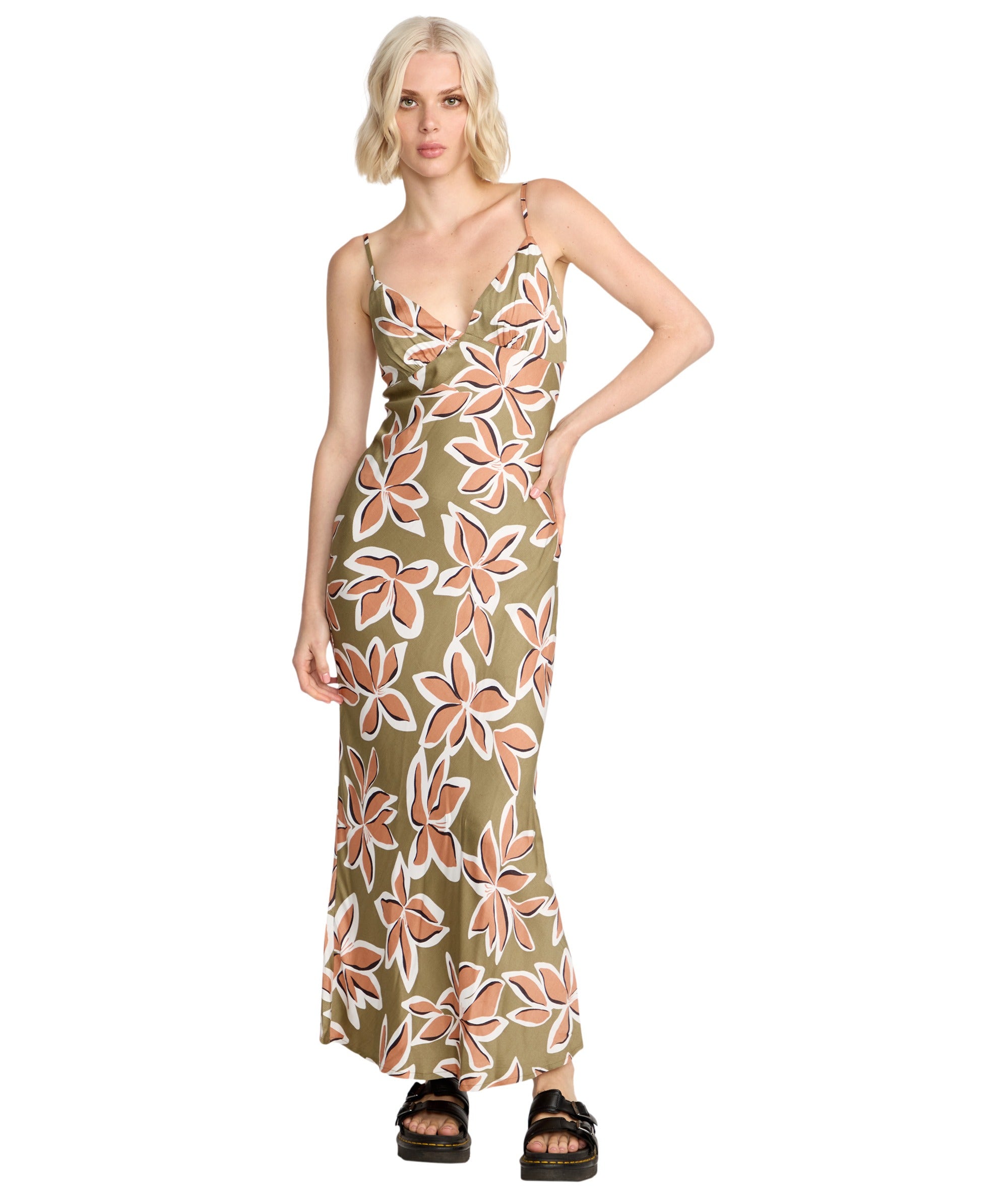 Volcom Psychonic Slippy Dress in LIGHT ARMY