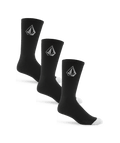 Volcom Full Stone Sock 3pk in BLACK