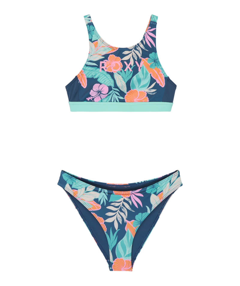 Roxy Active Floral Rg Crop Top Set in VINTAGE INDIGO TROPICAL ADVENT