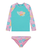 Roxy Tropical Square Ls Lycra Set in BONBON HIBISCUS JAM