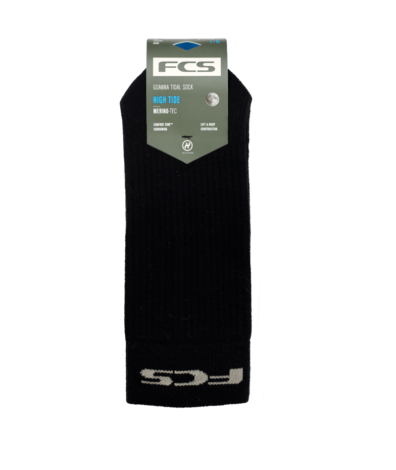 FCS Goanna Tidal Sock High Tide Black L/Xl in Black