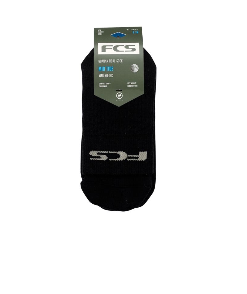 FCS Goanna Tidal Sock Mid Tide Black L/Xl in Black