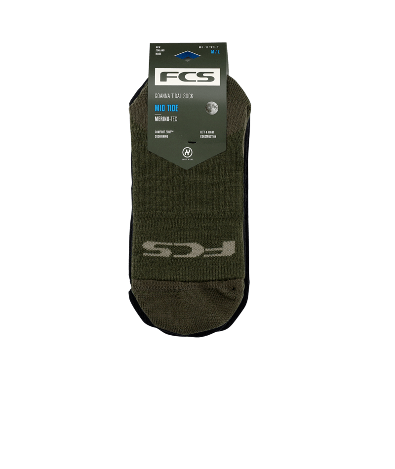 FCS Goanna Tidal Sock Mid Tide Olive L/Xl in Olive