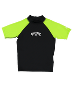 Billabong Groms All Day Arch Rf Ss in BLACK/NEON YELLOW