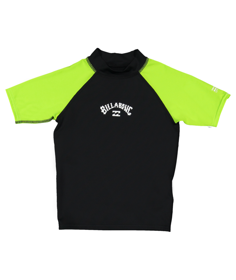 Billabong Groms All Day Arch Rf Ss in BLACK/NEON YELLOW