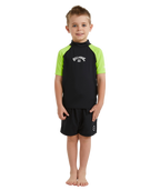 Billabong Groms All Day Arch Rf Ss in BLACK/NEON YELLOW