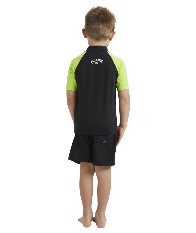Billabong Groms All Day Arch Rf Ss in BLACK/NEON YELLOW