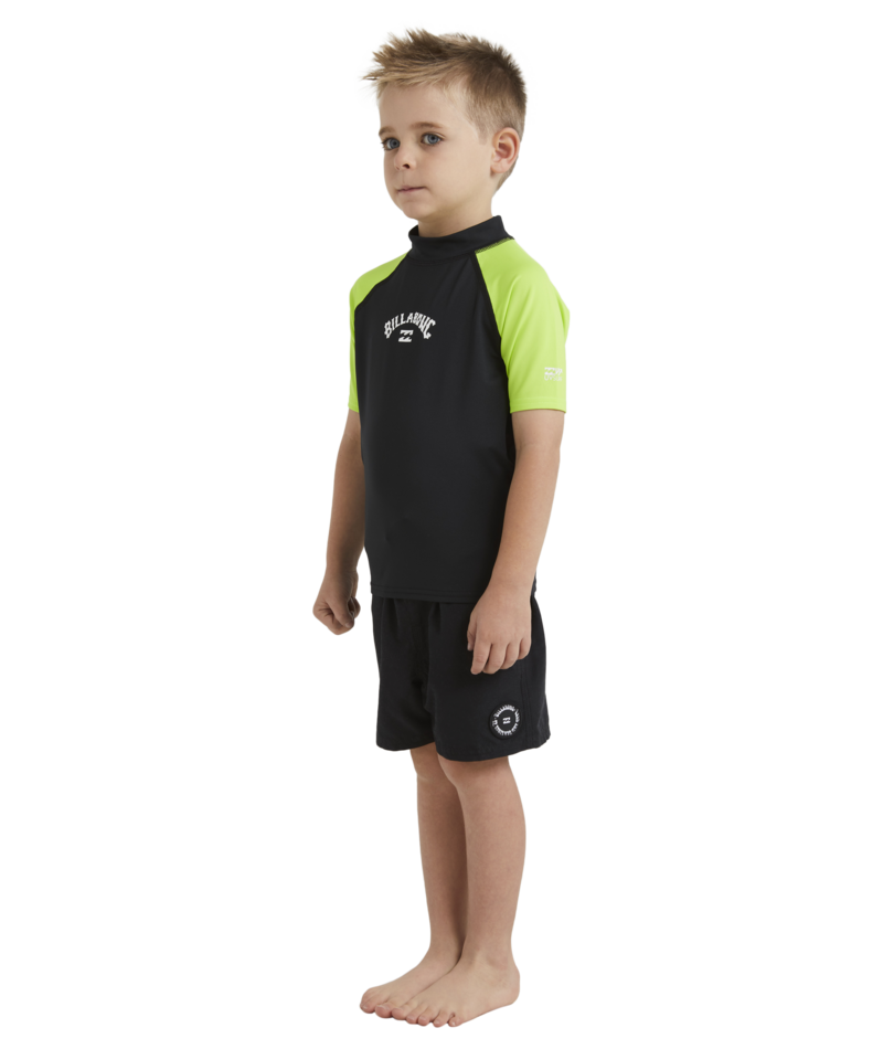 Billabong Groms All Day Arch Rf Ss in BLACK/NEON YELLOW