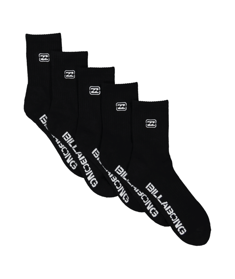 Billabong Sport Socks 5 Pack in BLACK