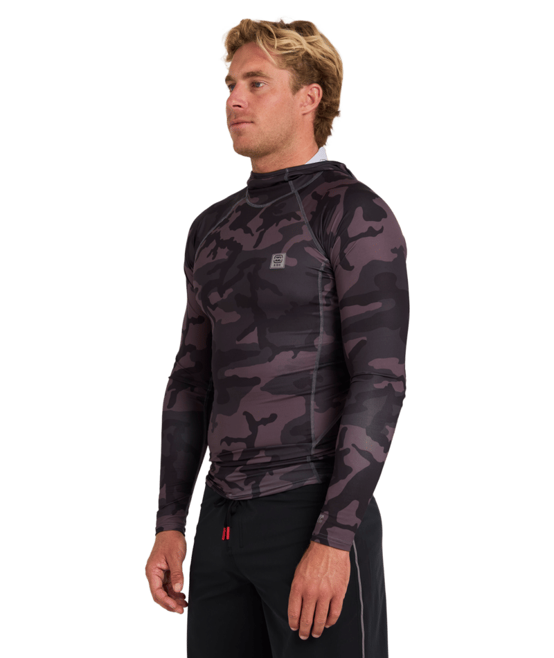Billabong Strike Mission Hooded Rashie in BLACK CAMO