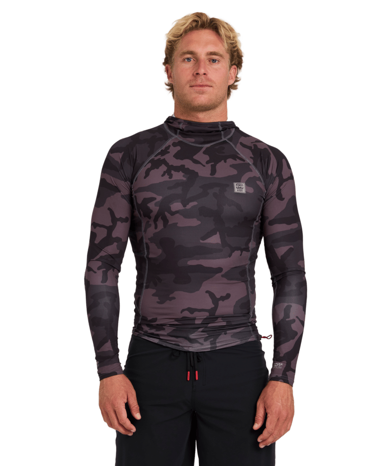 Billabong Strike Mission Hooded Rashie in BLACK CAMO