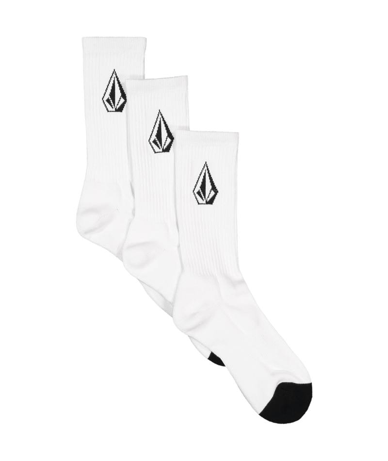 Volcom Full Stone Sock 3pk in WHITE