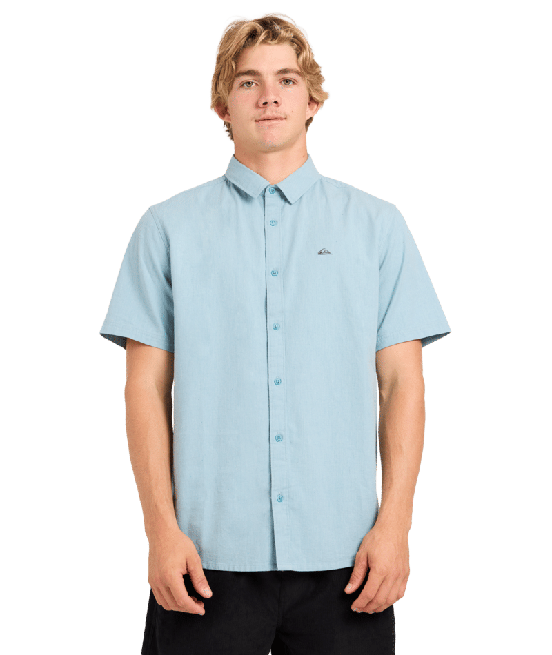 Quiksilver Classic Stretch Shirt Ss in STONE BLUE
