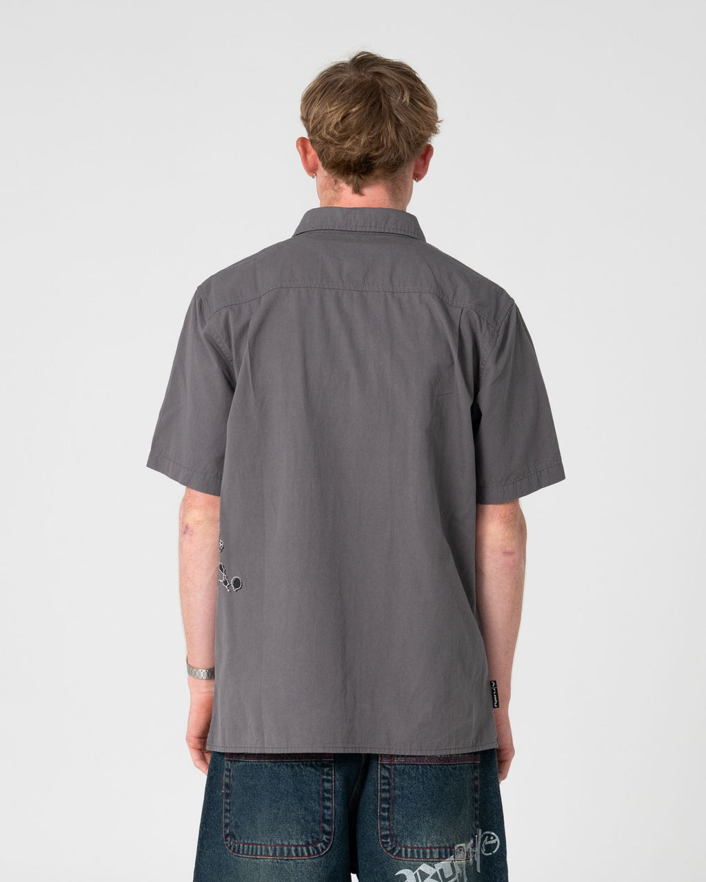 Rusty Spray N Pray Graphic Check Shirt in STEEL