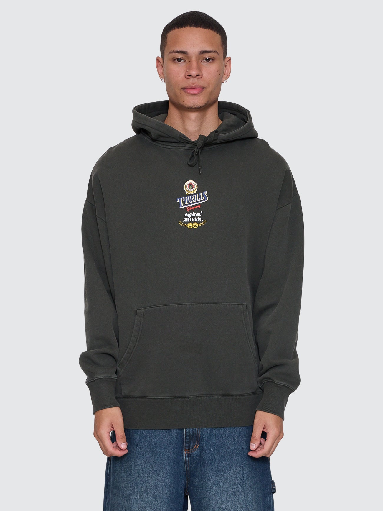 Thrills Co Against All Odds Slouch Pull On Hood - Oil Green in Oil Green