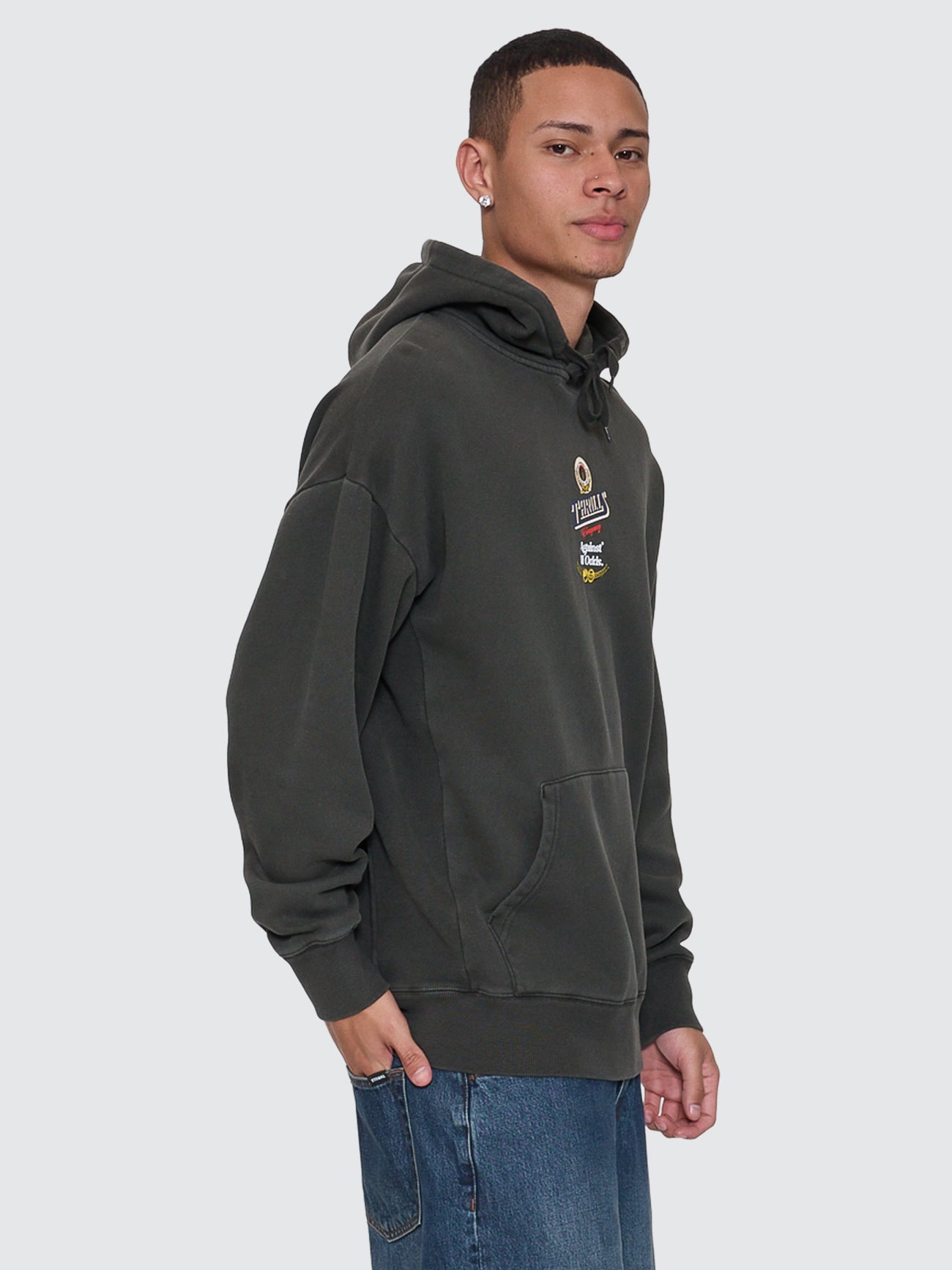 Thrills Co Against All Odds Slouch Pull On Hood - Oil Green in Oil Green