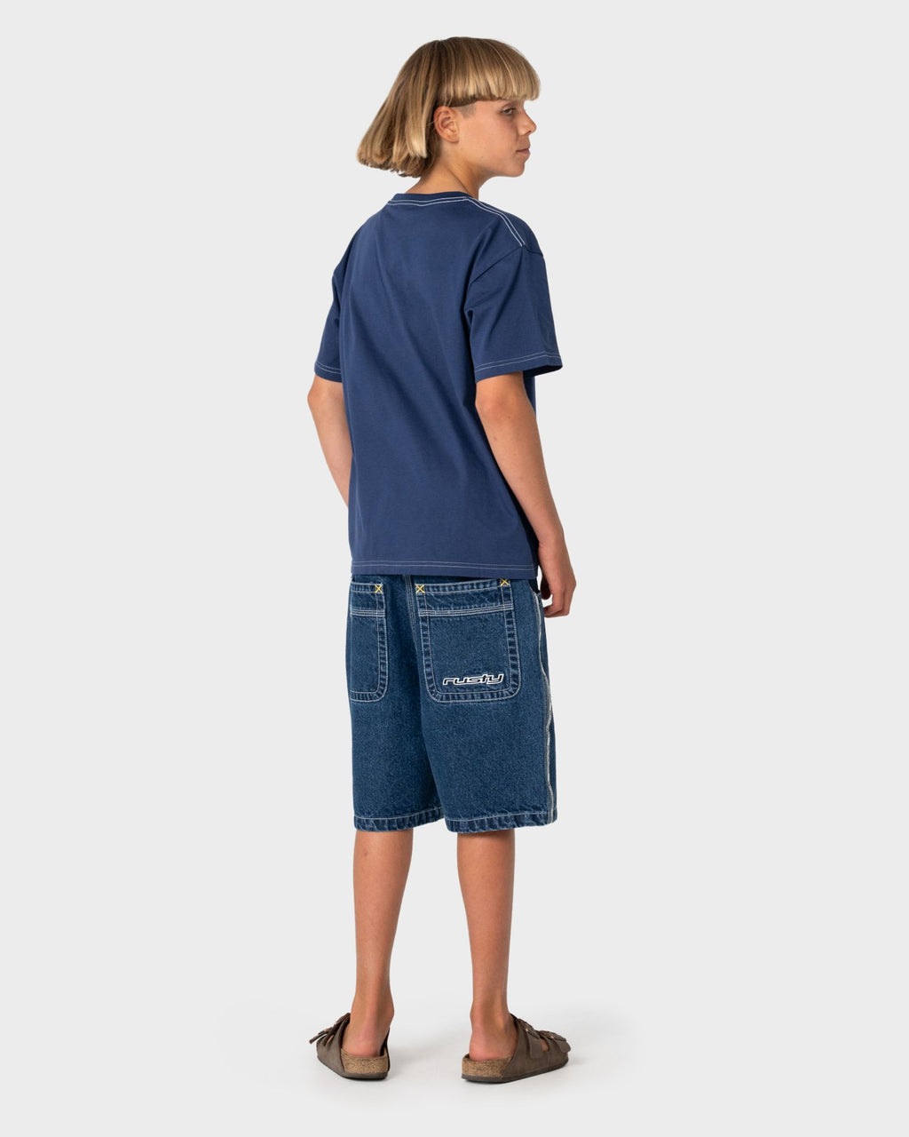 Rusty Flip Daddy Taped Jort Boys in DEEP SEA BLUE