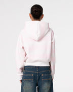 Rusty G6 CROPPED ZIP THROUGH HOODED FLEECE in ECRU MARLE / PINK