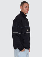 Thrills Co Between Chaos & Calm Quarter Zip Fleece - Black in Black