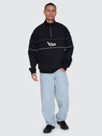 Thrills Co Between Chaos & Calm Quarter Zip Fleece - Black in Black