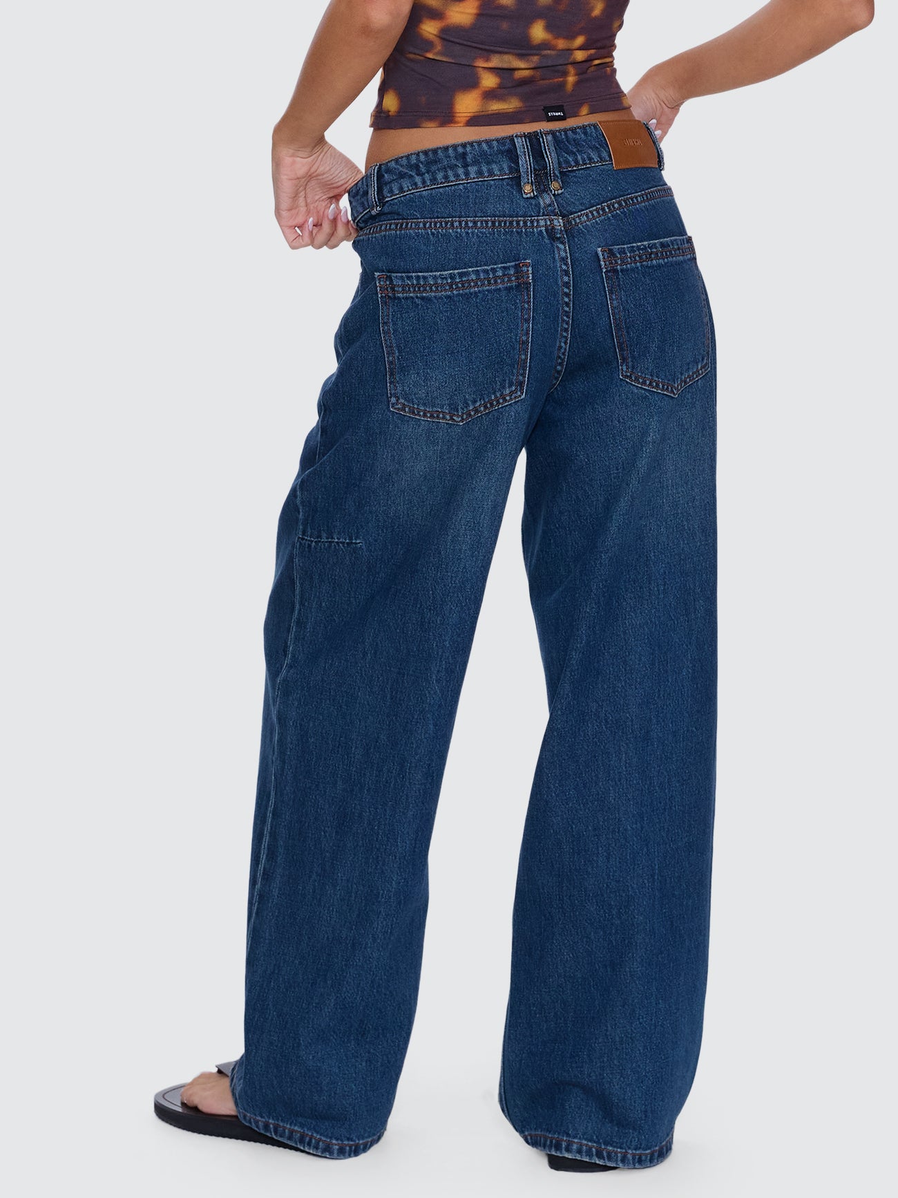 Thrills Co Billie Low Rise Baggy Jean - Teal Blue in Teal Blue
