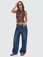 Thrills Co Billie Low Rise Baggy Jean - Teal Blue in Teal Blue