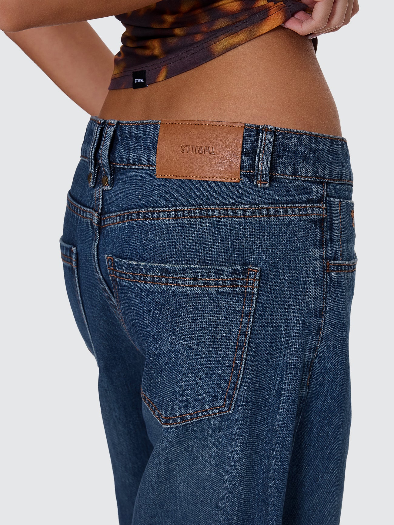 Thrills Co Billie Low Rise Baggy Jean - Teal Blue in Teal Blue