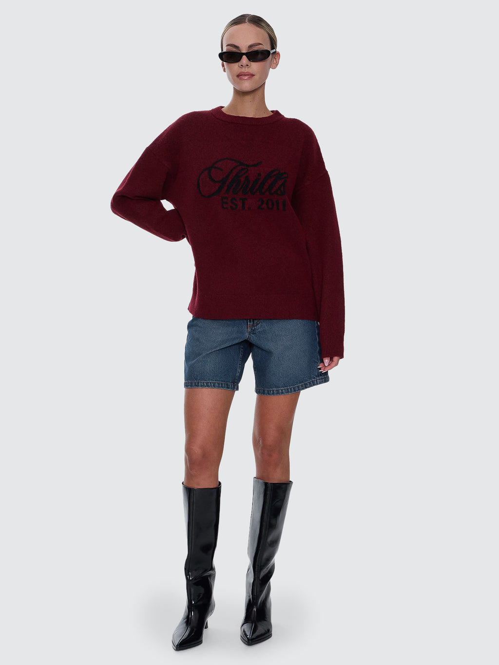 Thrills Co Bloodlines Knit Sweater - New Maroon in New Maroon