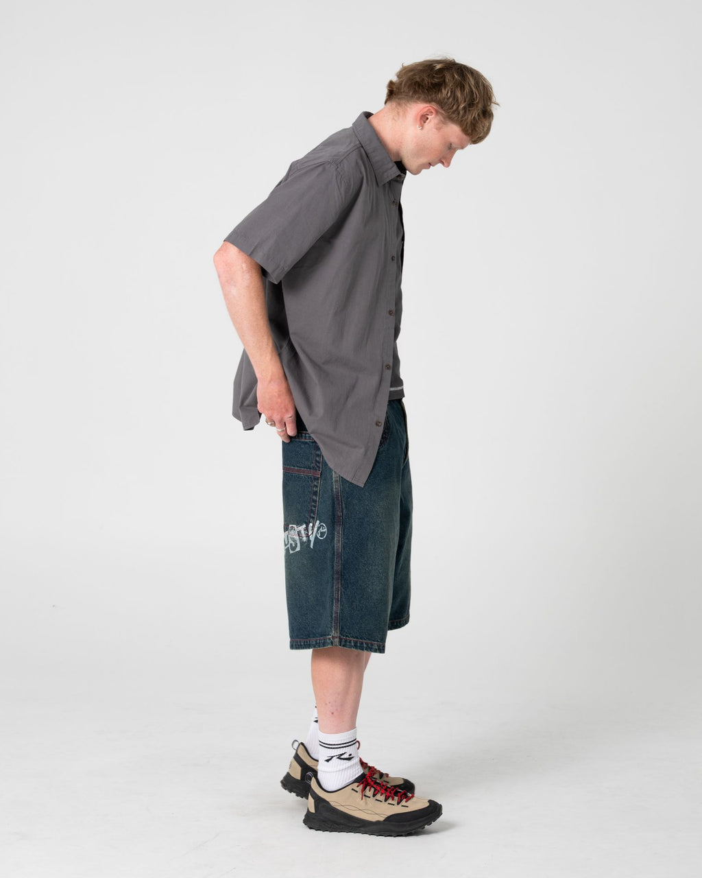 Rusty Spray N Pray Graphic Check Shirt in STEEL