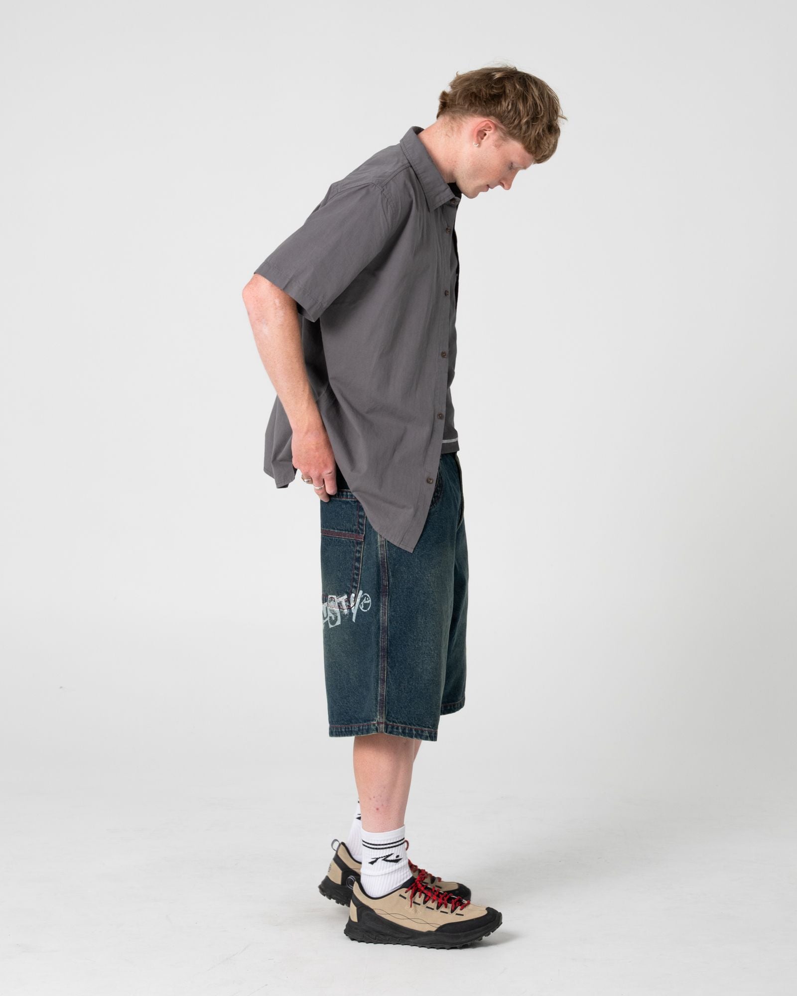 Rusty Spray N Pray Graphic Check Shirt in STEEL