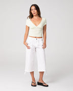 Rusty Cameron Low Rise Relaxed Capri Pant in WHITE
