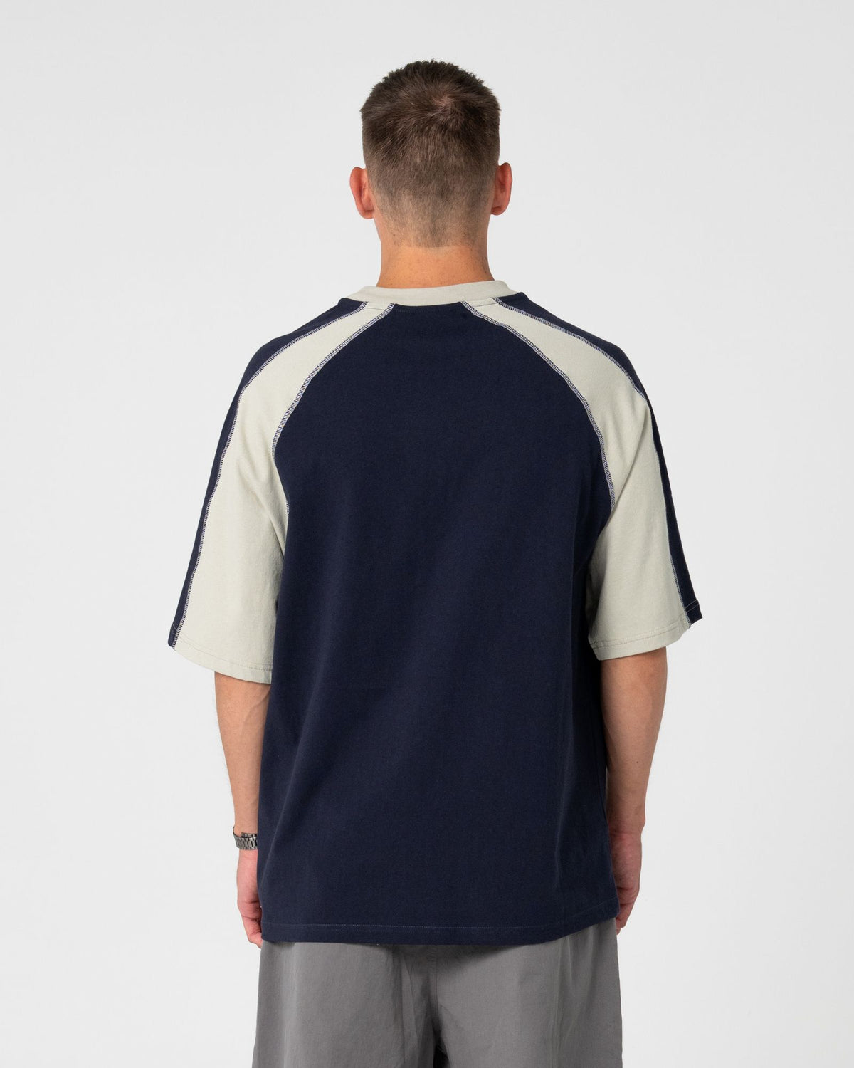 Rusty Fade-R Panel Graphic Tee in NAVY BLUE